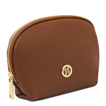 Vera Soft leather toiletry case Cognac