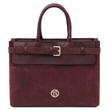 Tenace Suede leather handbag Bordeaux