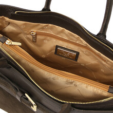 Tenace Suede leather handbag Dark Brown