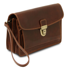 Borseta barbati din piele naturala Tuscany Leather maro Max