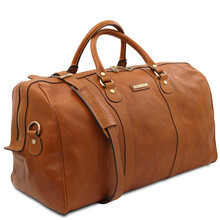 Oslo Travel leather duffle bag - Weekender bag Natural