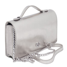 Opera Metallic leather with chain strap Silver