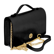 Opera Metallic leather with chain strap Black