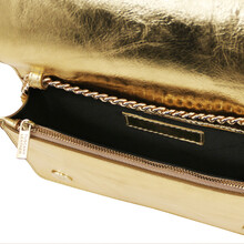 Opera Metallic leather with chain strap Gold