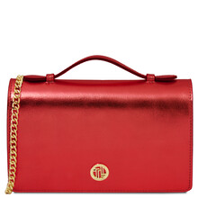 Opera Metallic leather with chain strap Red