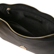 Parfait Metallic leather clutch Black