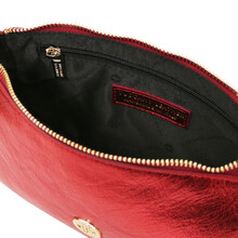 Parfait Metallic leather clutch Red