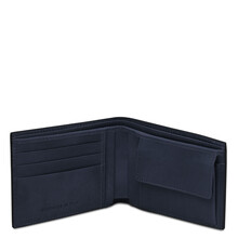 Exclusive 2 fold leather wallet for men with coin pocket Dark Blue