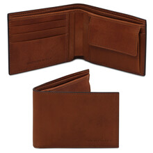 Exclusive 2 fold leather wallet for men with coin pocket Brown