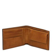 Exclusive 2 fold leather wallet for men with coin pocket Natural