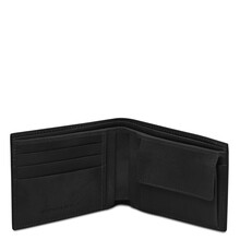Exclusive 2 fold leather wallet for men with coin pocket Black