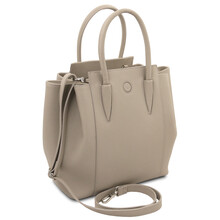 Tulipan Leather handbag Light Taupe