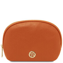 Vera Soft leather toiletry case Orange