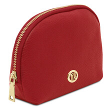 Vera Soft leather toiletry case Lipstick Red