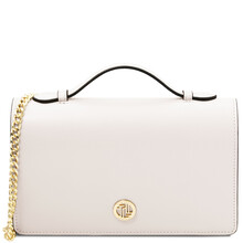 Opera Leather clutch with chain strap White