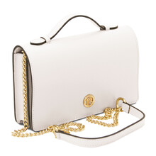 Opera Leather clutch with chain strap White