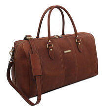 Lisbona Travel leather duffle bag - Large size Brown
