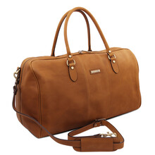 Lisbona Travel leather duffle bag - Large size Natural