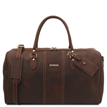 Lisbona Travel leather duffle bag - Large size Dark Brown
