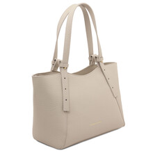 Libra Leather shoulder bag Beige
