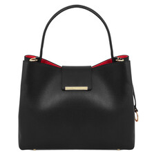 Geanta dama din piele saffiano neagra, Tuscany Leather, Clio