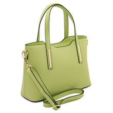Olimpia Leather tote - Small size Lime Green