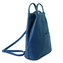Shanghai Soft leather backpack Denim