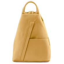 Shanghai Soft leather backpack Pastel yellow