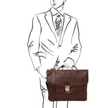 Geantă laptop Tuscany Leather din piele maro închis Alessandria