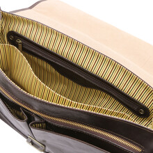 Servietă bărbați din piele naturală Tuscany Leather, maro închis, Mantova