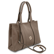Callie Soft leather shoulder bag Dark Taupe