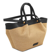 Soleil Raffia shopping bag Black