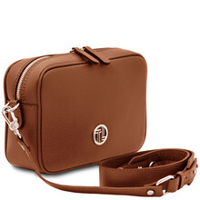 Cubetto Leather shoulder bag Cognac