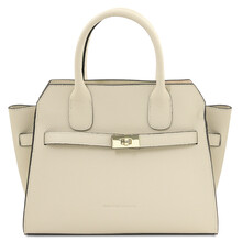 Origami Leather tote Beige