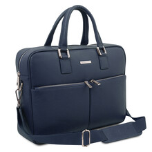 Treviso Leather laptop briefcase Dark Blue