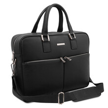 Treviso Leather laptop briefcase Black