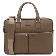 Treviso Leather laptop briefcase Dark Taupe