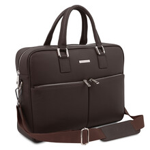 Treviso Leather laptop briefcase Dark Brown