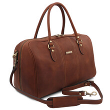 Lisbona Travel leather duffle bag - Small size Brown