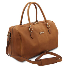 Lisbona Travel leather duffle bag - Small size Natural