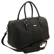 Lisbona Travel leather duffle bag - Small size Black