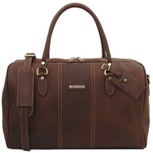 Lisbona Travel leather duffle bag - Small size Dark Brown