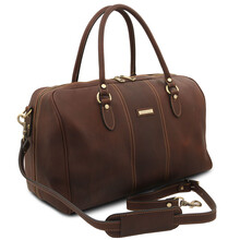 Lisbona Travel leather duffle bag - Small size Dark Brown