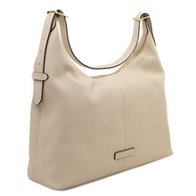 Plenia Leather shopping bag Beige