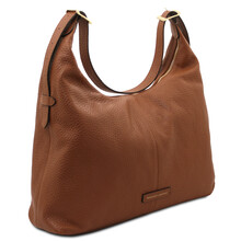 Plenia Leather shopping bag Cognac