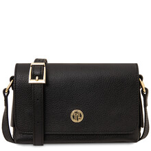 Biscuit Soft leather shoulder bag Black