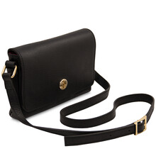 Biscuit Soft leather shoulder bag Black