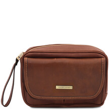 Ivan Leather handy wrist bag for men Brown