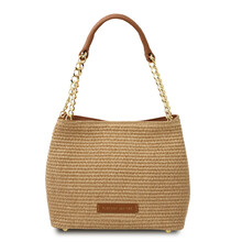 TL Bag Raffia bucket bag Cognac