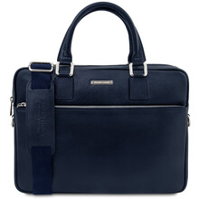 Ferrara Leather laptop briefcase Dark Blue